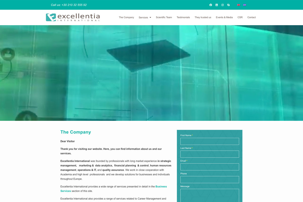κατασκευή ιστοσελίδας για την excellentia international