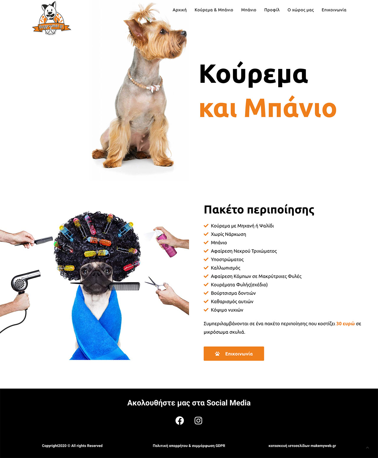 Κατασκευή ιστοσελίδας για το κομμωτήριο σκύλων Dog Groomer