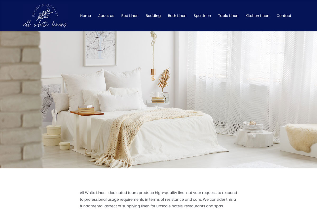 Κατασκευή ιστοσελίδας λευκών ειδών στην Κύπρο για την εταιρεία All White Linens