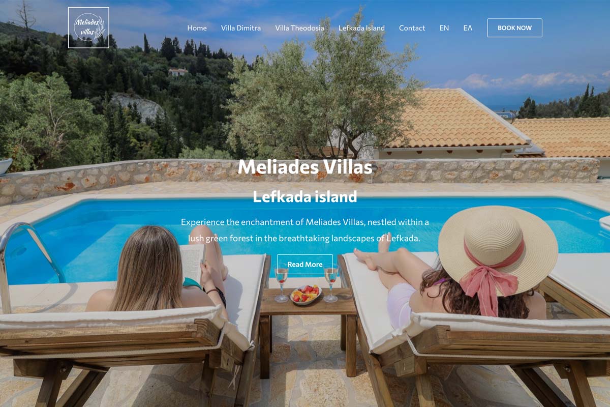 Κατασκευή ιστοσελίδας για ενοικιαζόμενες βίλες Meliades Villas