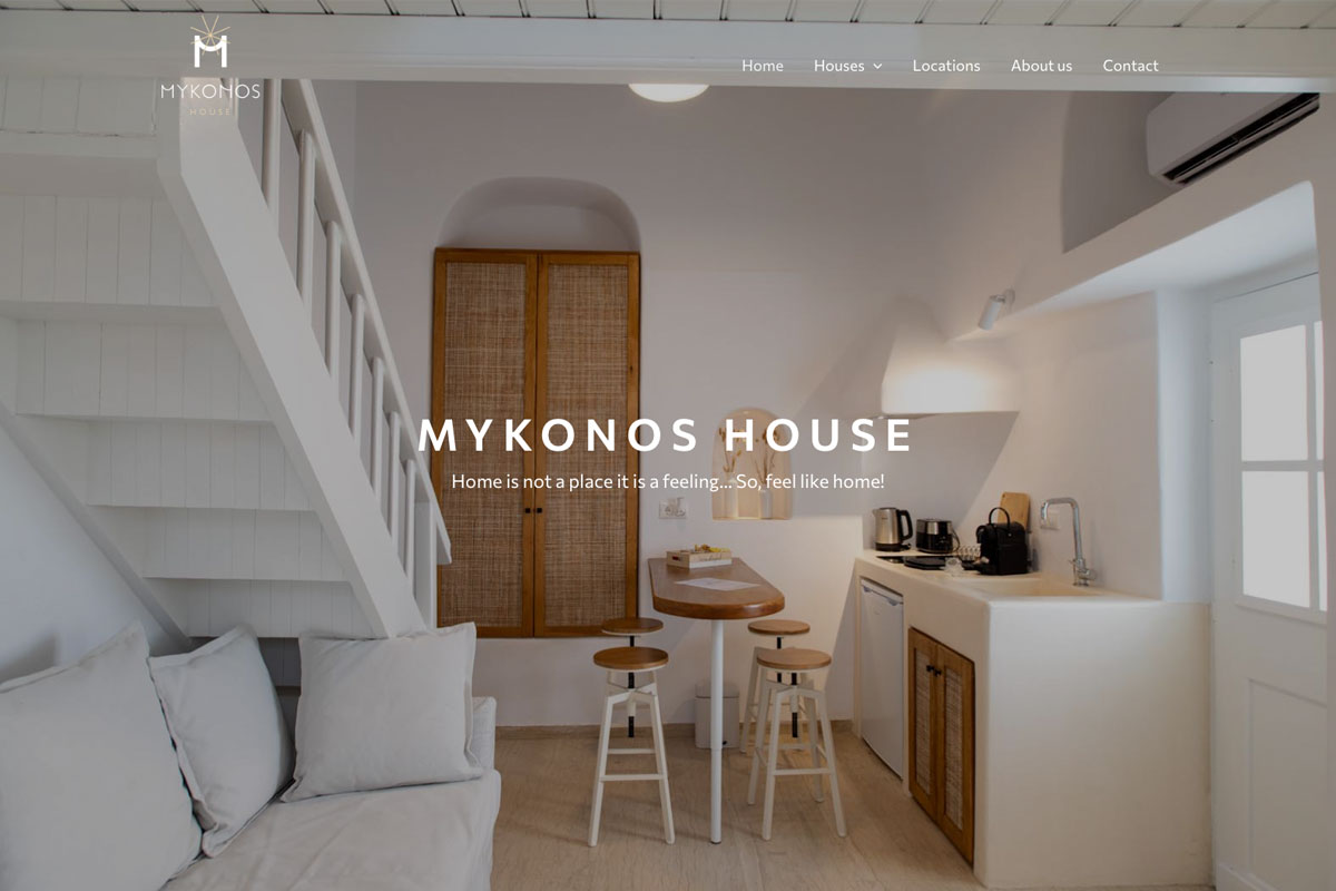 Κατασκευή ιστοσελίδας με ενοικιαζόμενες βίλες στη Μύκονο, κατασκευή ιστοσελίδας Mykonos House, κατασκευή ιστοσελίδων Μύκονος