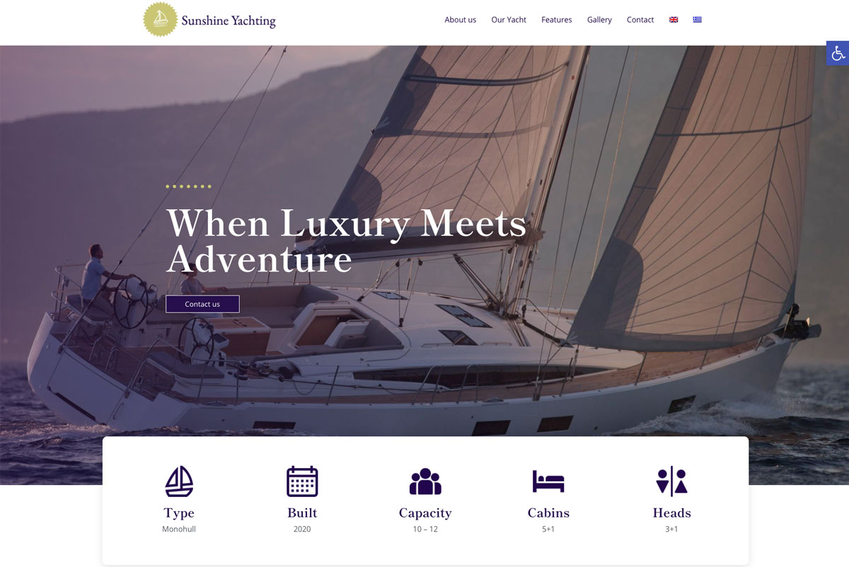 Κατασκευή ιστοσελίδας για την εταιρεία Sunshine Yachting